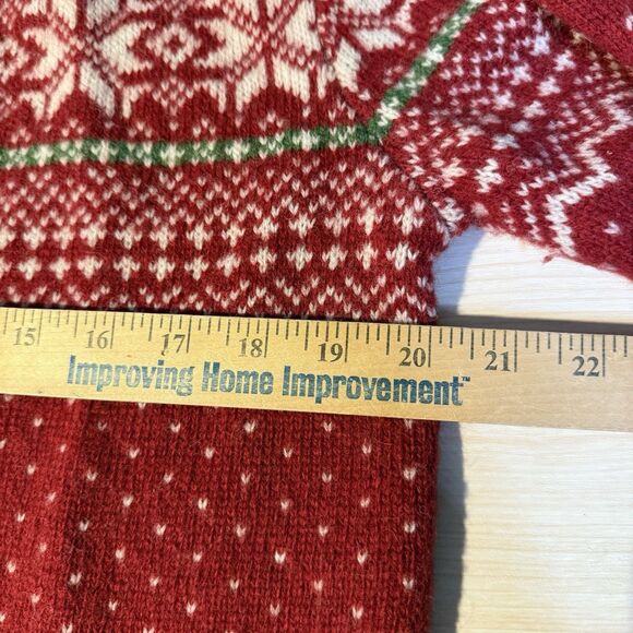 VTG Susan Bristol Cardigan Sweater S 100% Wool Red Nordic Fair Isle Knit - Picture 12 of 16